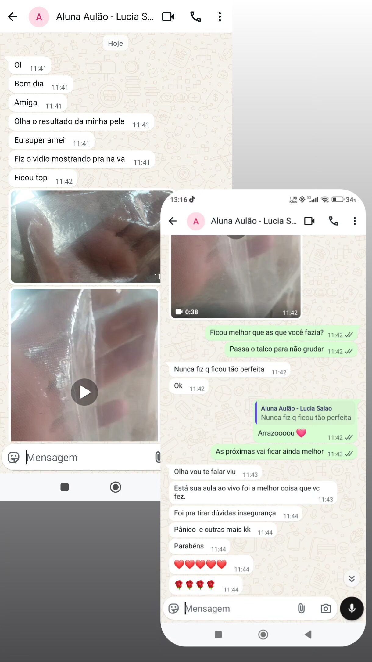 Depoimento de aluna satisfeita