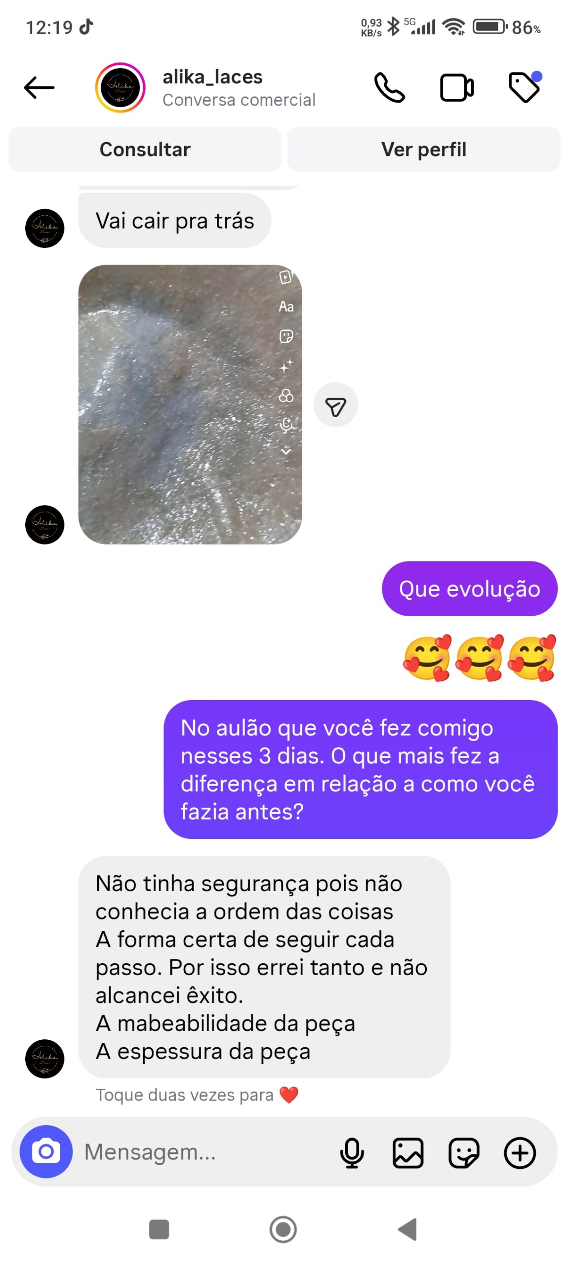 Depoimento de aluna satisfeita