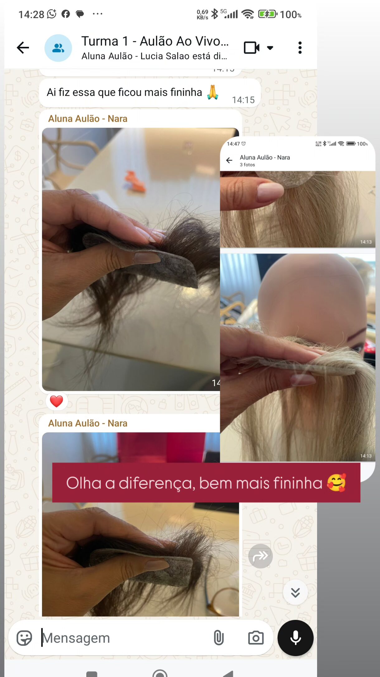 Depoimento de aluna satisfeita