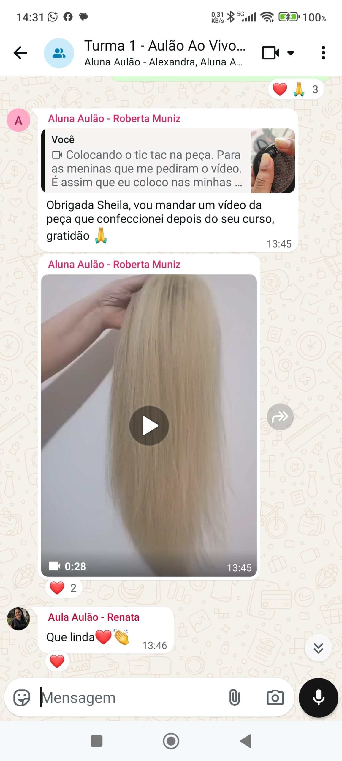 Depoimento de aluna satisfeita