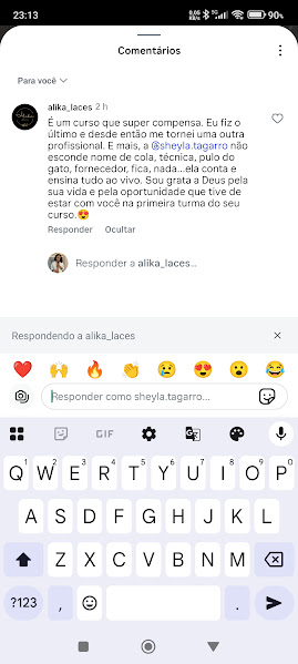 Depoimento de aluna satisfeita